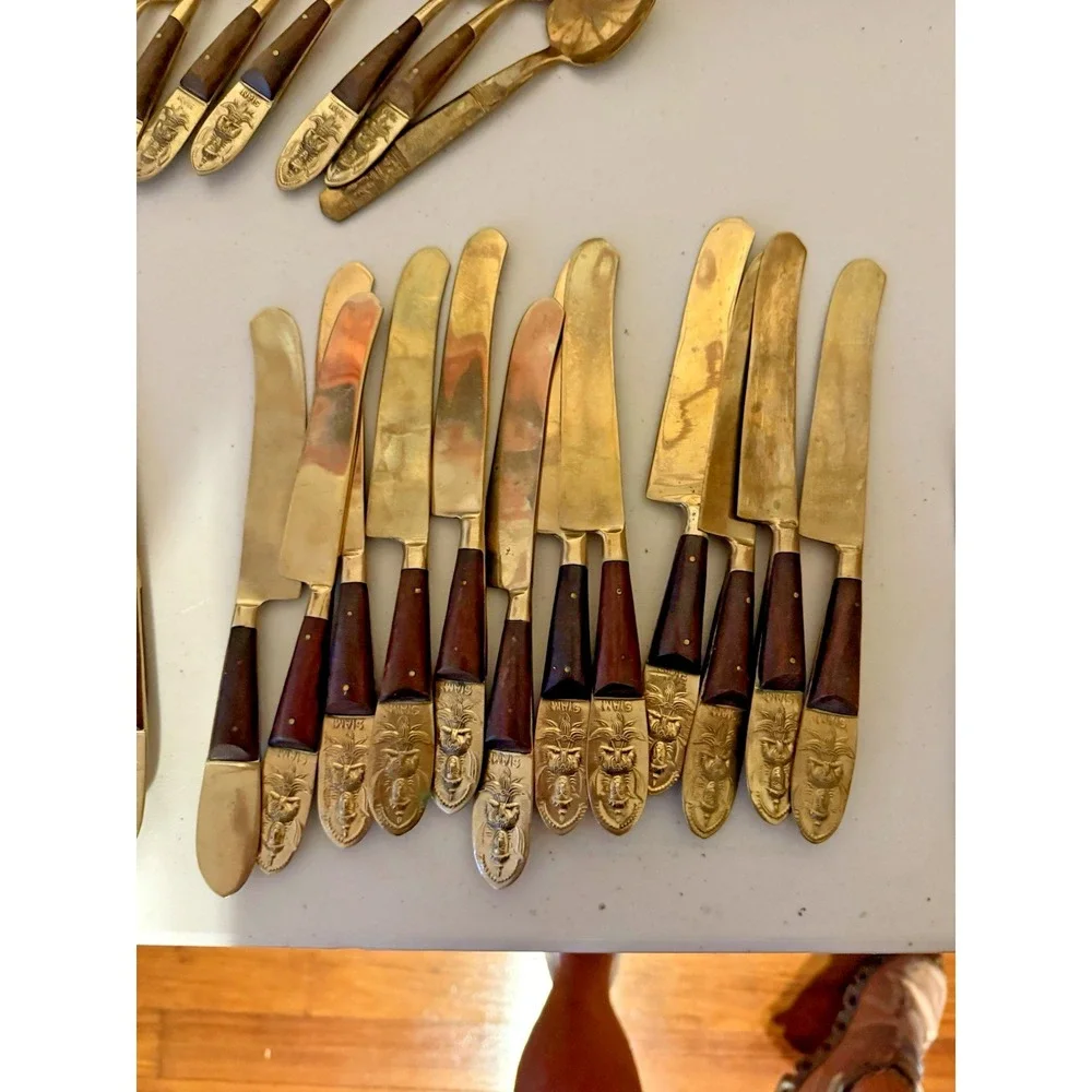 Bangkok Thailand Bronze/Brass Teakwood Kee Teck Jewelry Flatware Hindu Buddhist